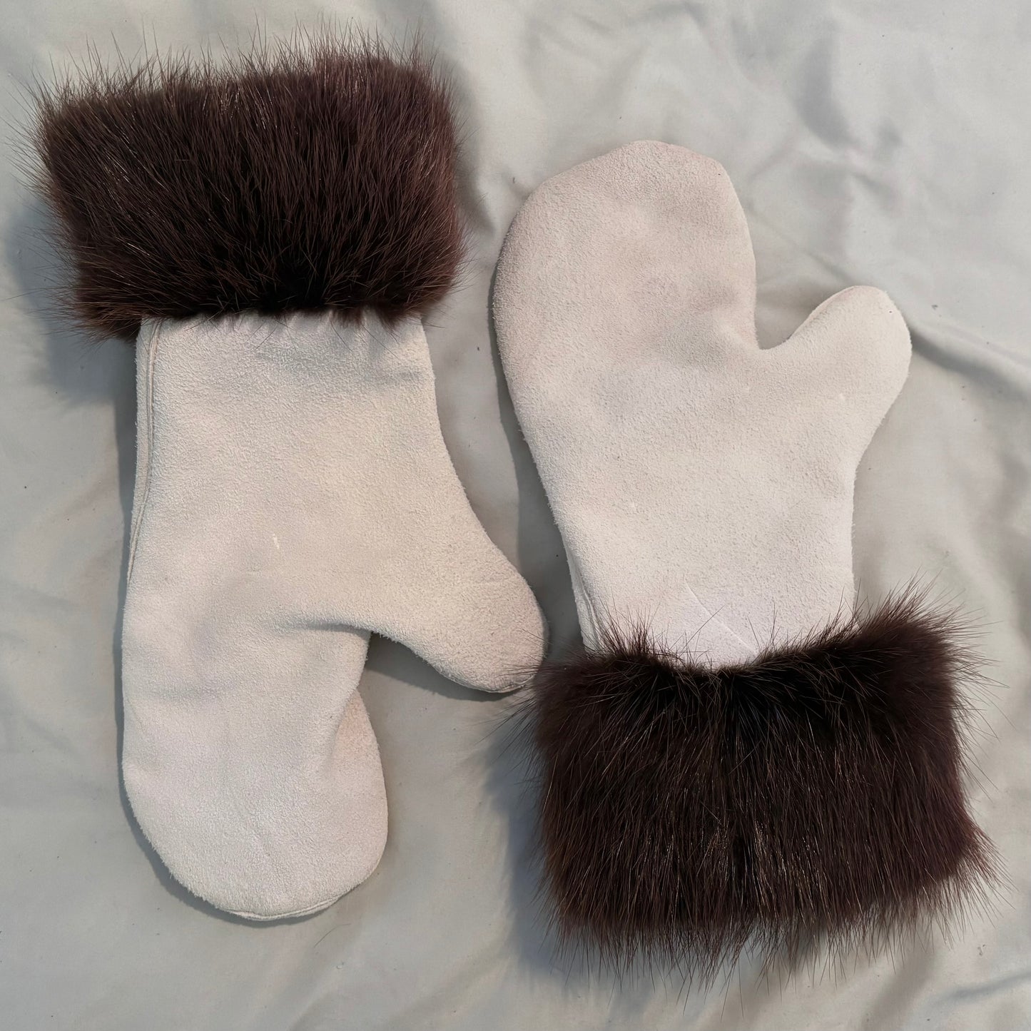 white deer hide mittens