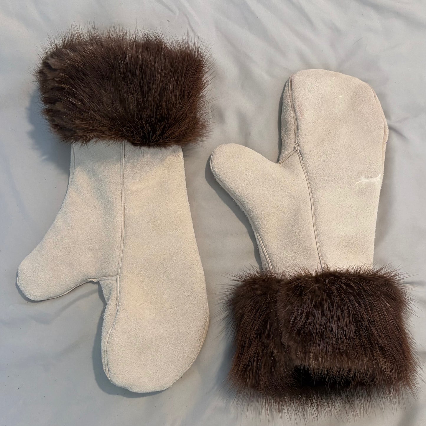 white deer hide mittens