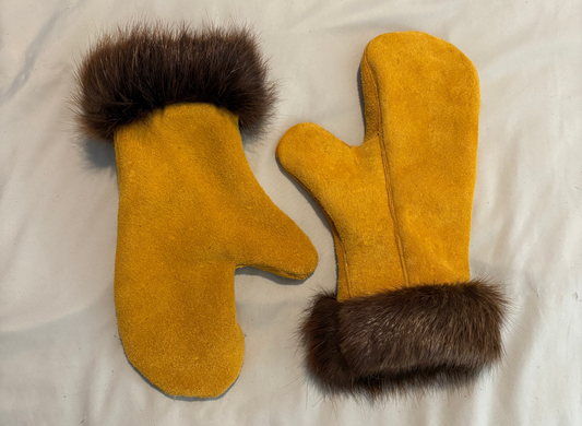 gold moose hide mittens